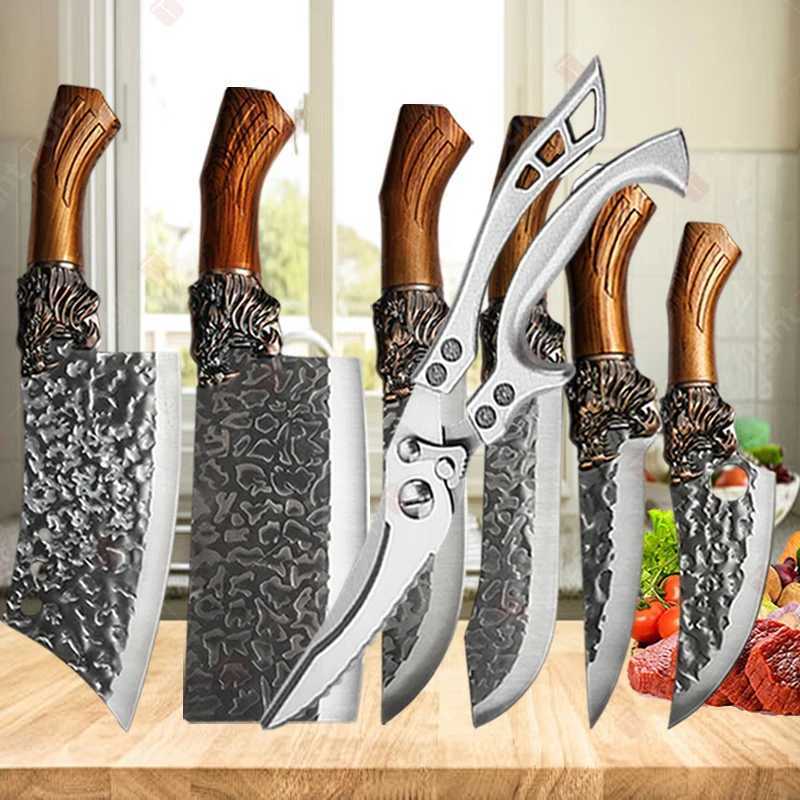 orged Boning Knife Professional Kitchen Butcher Knife Fish Meat Cleaver Stainless Steel BBQ Knife Scissor Set Cooking ToolXJ250210