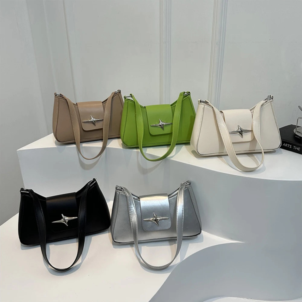 Fashionable and minimalist womens daily casual shoulder bag PU material retro portable club bag underarm bag 250207