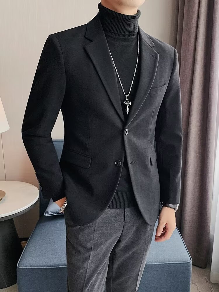 X217Trendy Korean Inspired Slim Cut Coat with Elegant Casual Appeal