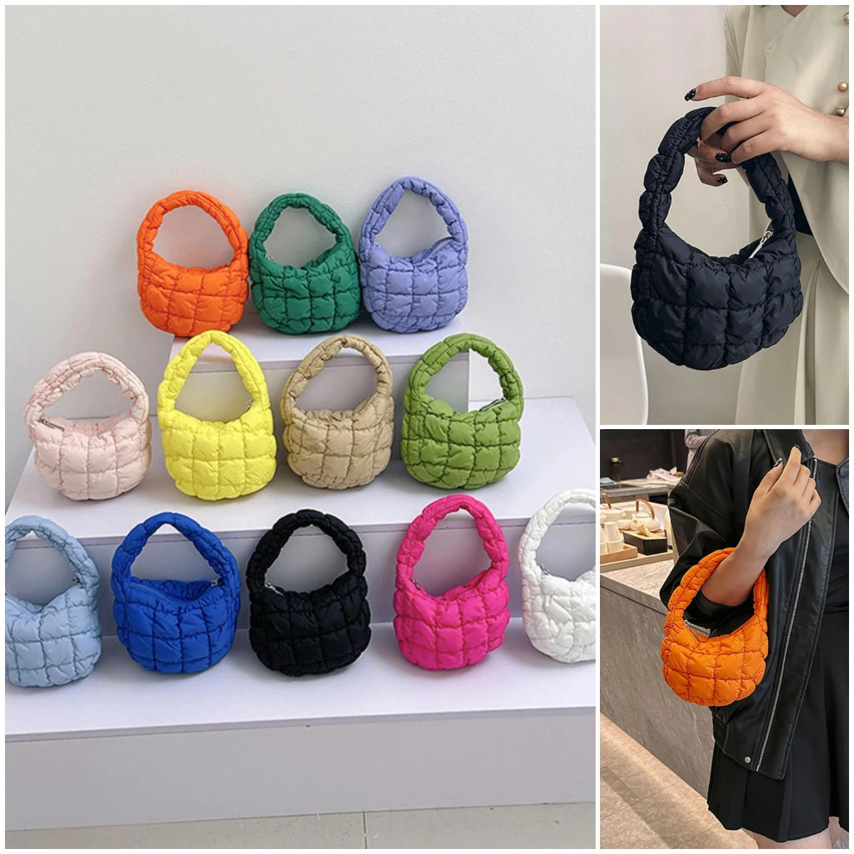 Mini WomenS Bag Cloud Pleated Handbag Underarm Bag Shoulder Crossbody Bags Tote Bag Quilted Puffer Dumpling Bag 250207