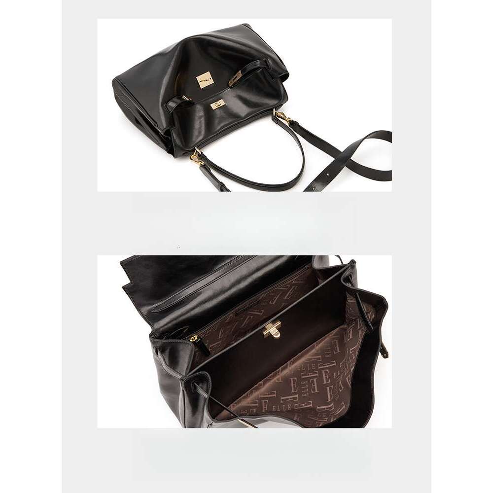 Women's Bags New Year's Gift Women's Series Oil Wax Soft Leather Commuter Handbag Large Capacity High Knowledge Tote Bag