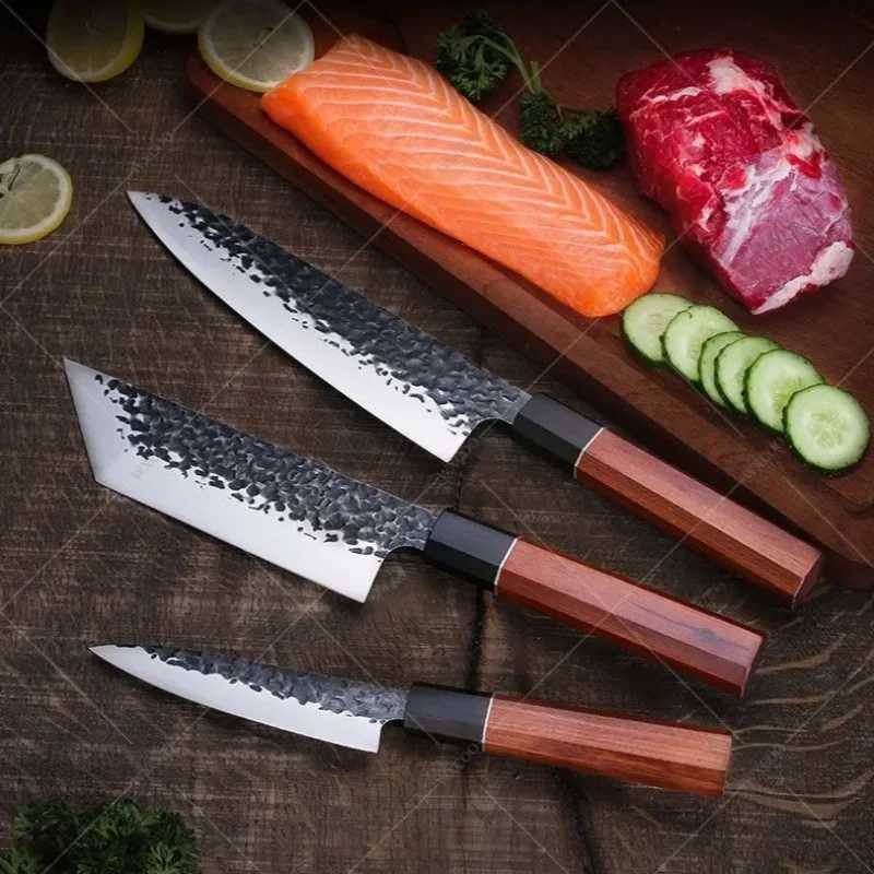 Hammered Forging Professional Chefs Knife Stainless Steel Kitchen Meat Cutting Knife Japanese Santoku Slicing KnifeXJ250210