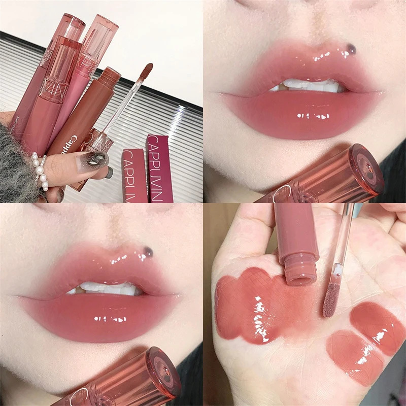 Waterproof Mirror Jelly Lip Glaze 6 Colors Water-light Lip Gloss Long Lasting Moisturising Glossy Red Tint Lips Makeup Cosmetics 250210