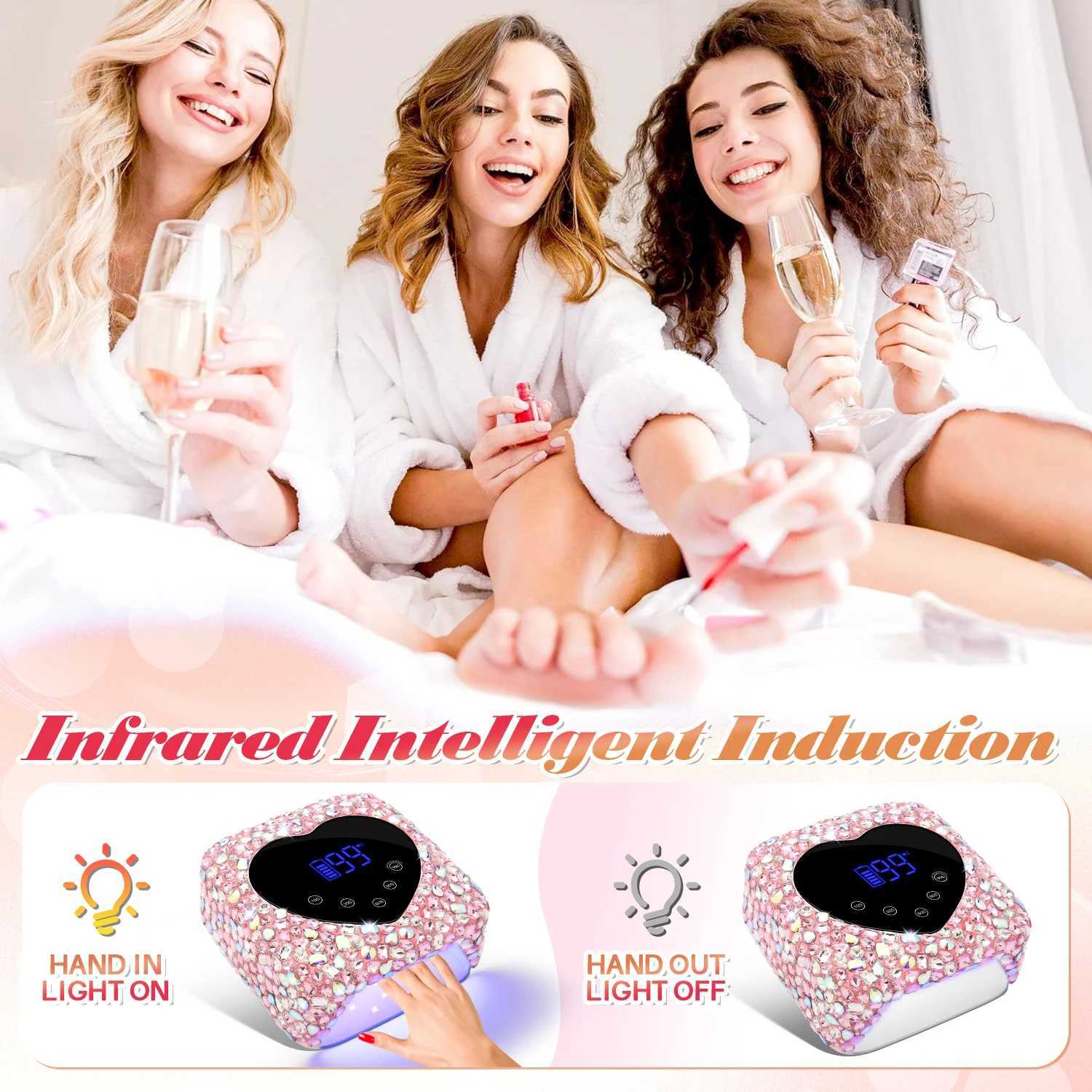 Rechargeable 72W UV LED Nail Lamp For Nails 30LEDS Wireless Gel Polish Curing Lamp With Large Screen Professional Nail Equipment W250210