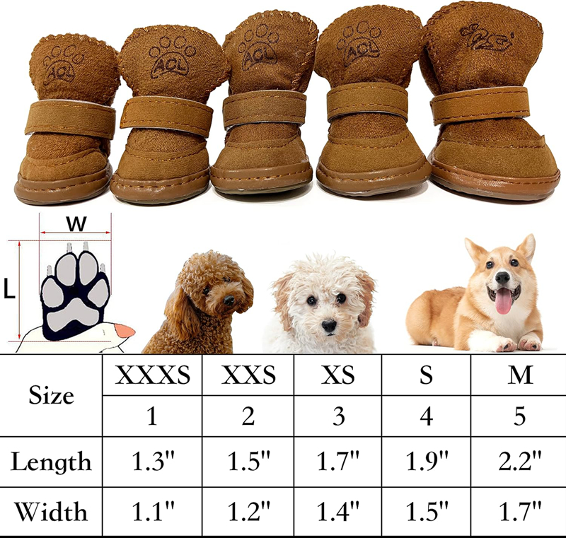 Dog Boots for Small Dogs, Anti-Slip Snow Boots, Paw Protectors, Chihuahua Booties for Winter, Tiny Cat Booties, Cat Shoes for Cold Weather 4 PCS-Set B