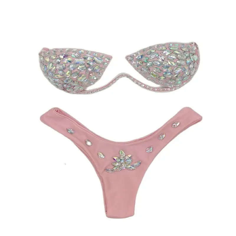 4 Kinds of Style SL Summer Hand Sewing Diamond Paste Bikini Set Sexy Swimsuit Tether Womens Swimwear Two Piece Beachwear 250121
