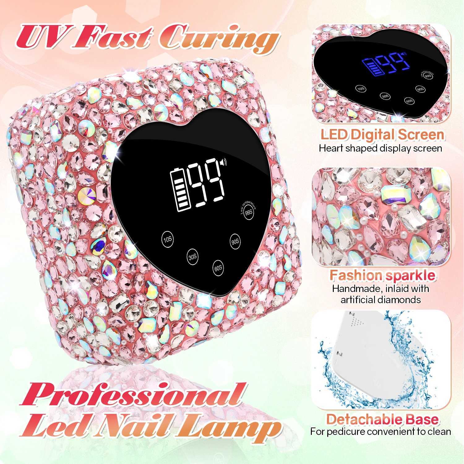 Rechargeable 72W UV LED Nail Lamp For Nails 30LEDS Wireless Gel Polish Curing Lamp With Large Screen Professional Nail Equipment W250210