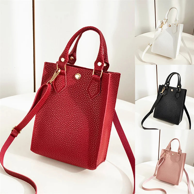 Womens Handbag Fashion Simple Large Capacity Lychee Pattern One Shoulder Phone Money Cosmetics Females Crossbody Bags 250207