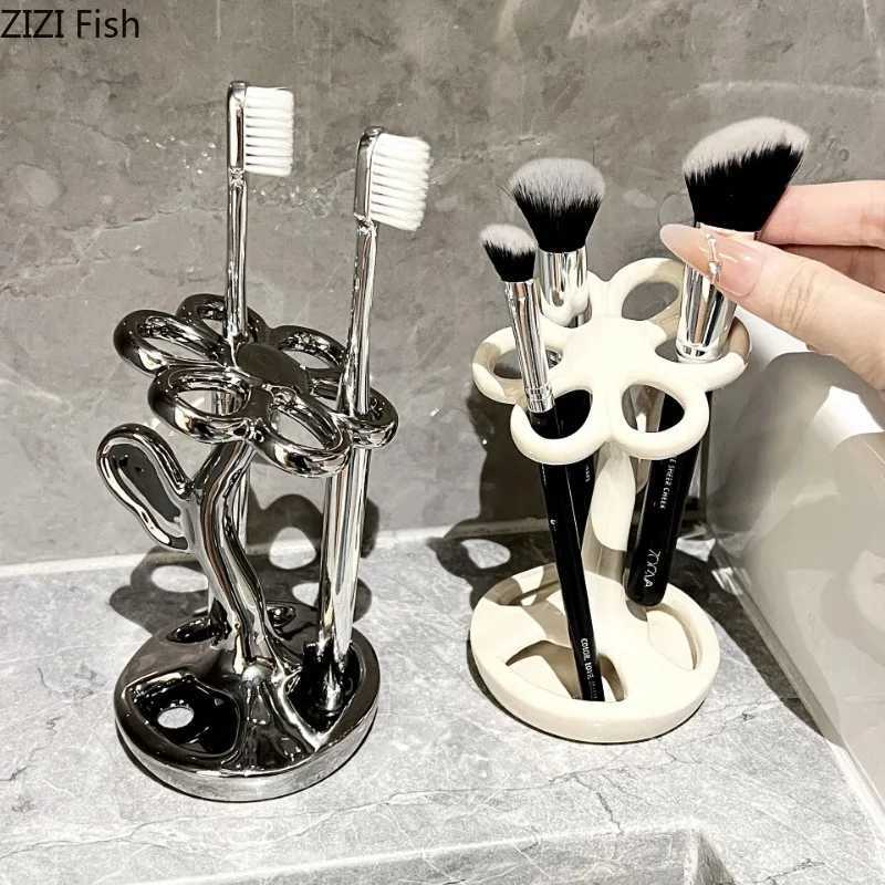 Flower shaped storage rack creative ceramic storage rack Bathro jewelry teeth storage rack decoration organizer Y250210