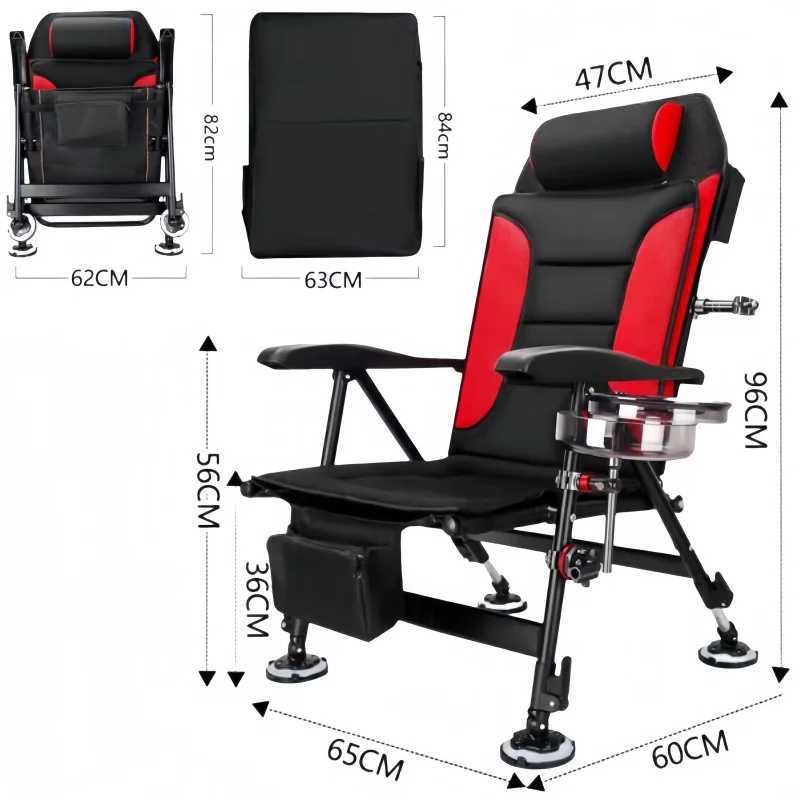 Outdoor 5-speed adjustable fishing chair beach chair portable folding aluminum alloy camping chair X250210