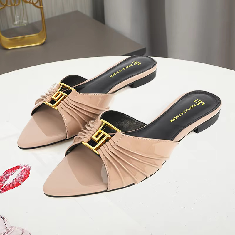 2025 Tendecy For Women Designer Slippers Slides Elegant Ladies Casual Party Sandals Quality Shoes Larger Size 44