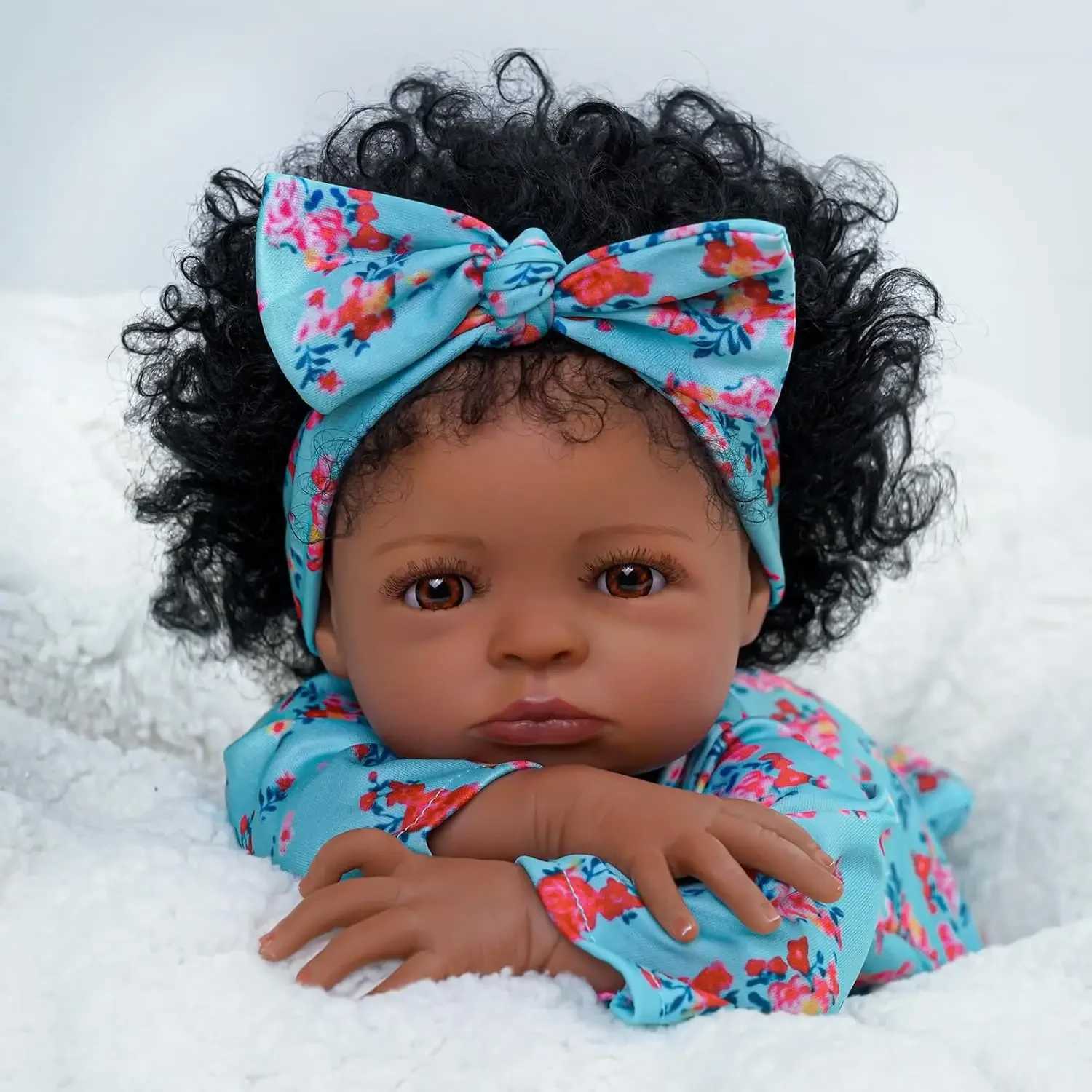 20 Inch Finished Reborn Baby Dolls Dark Skin Lanny African American Doll Princess Black Girl Vinyl Cloth Body Newborn Toy X250210
