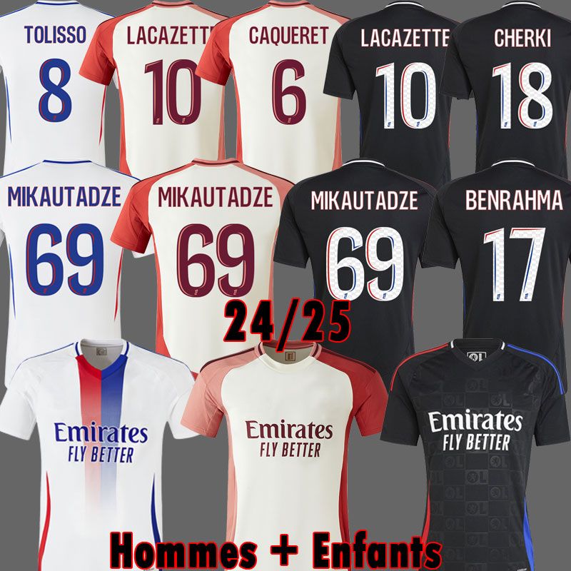 24 25 BENRAHMA Maillot de foot MIKAUTADZE Soccer JerseyS NUAMAH OL 4th FOFANA TAGLIAFICO football shirts 2024 2025 Lyonnais ORBAN man kids kits equipment lyon