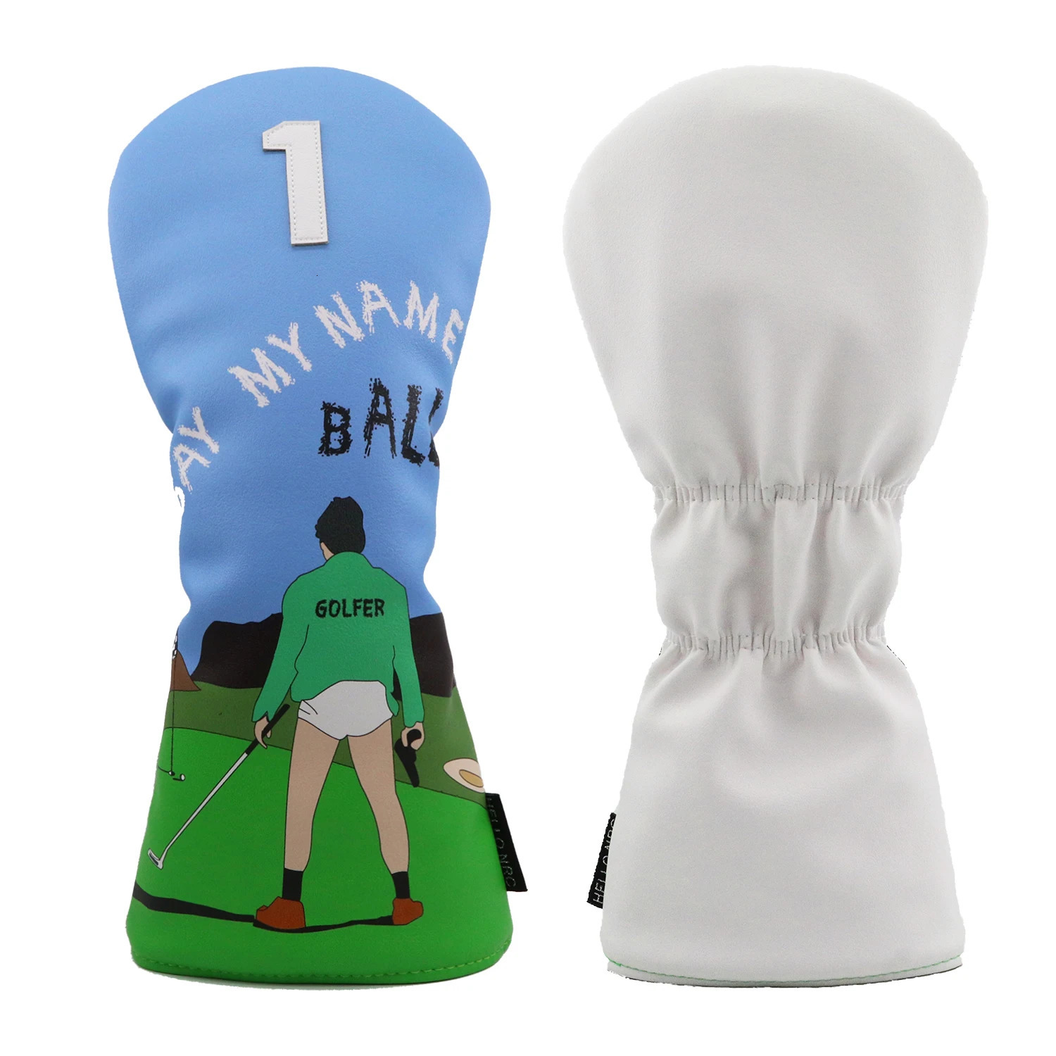 1 pc Golf Headcover for Driver fairway and UT Cover Prank Style PU Leather PrintingAbstract Art Style 250120
