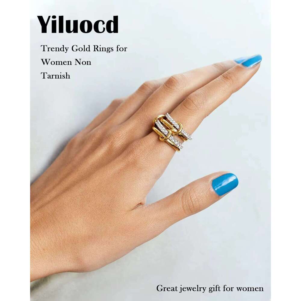 Gold Plated Stacking Rings Micro Paved 5A CZ Cubic Zirconia Dainty Stack Ring Trendy Full Finger Jewelry