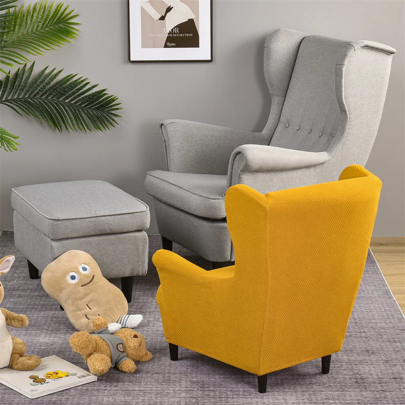 Kids Size Wing Chair Cover Small Jacquard Wing Back Sofa Covers Elastic Spandex Armchair Cover Furniture Protector Slipcovers 250210