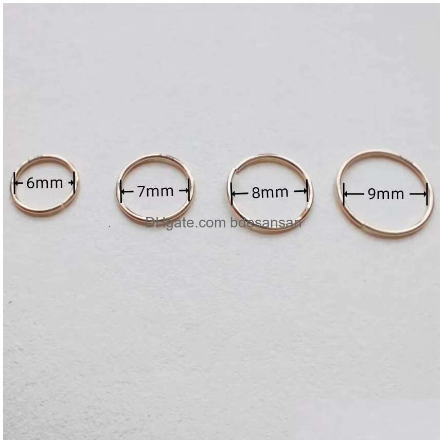 Nose Rings Studs Goldtutu 14K Gold Simple Hoop Ring For Men And Women Small Piercings Au585 Kj468 Drop Delivery Jewelry Body Dhf1H