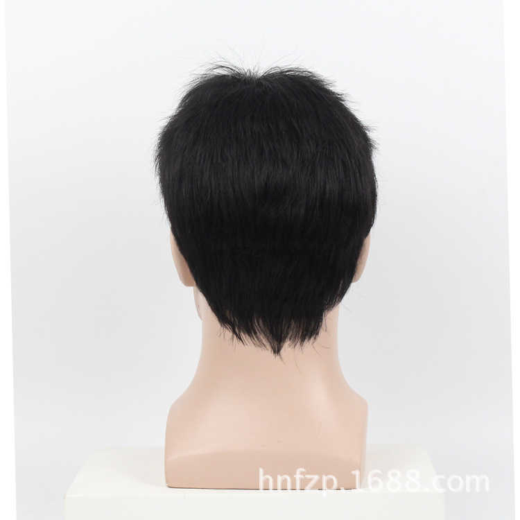 All true Hair Wig Mens real hair wig inch short hair handsome round inch hair inch flat head natural ventilationW250210