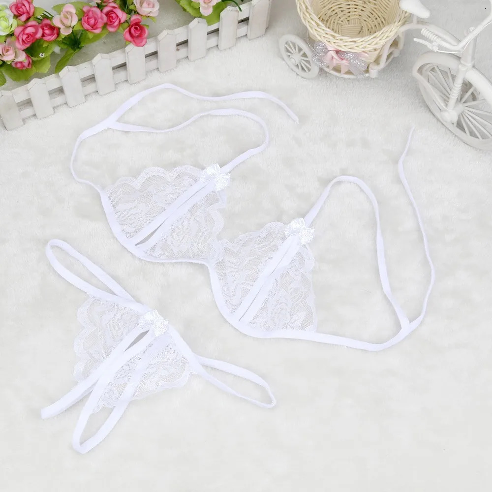 Lace Hollow Out Underwear Bra Set Sexy Lingerie Sex Sleepwear G-string Bra Suit Femme Lingerie Set Pajamas Erotic Clothing 250210