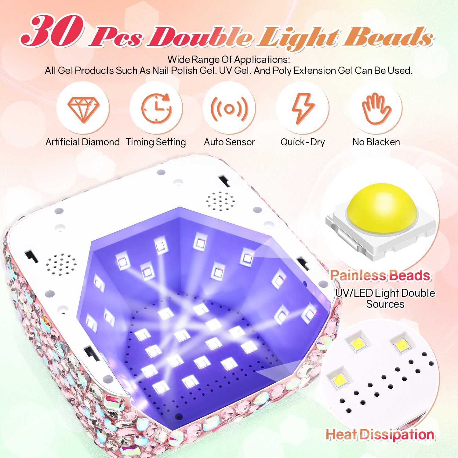 Rechargeable 72W UV LED Nail Lamp For Nails 30LEDS Wireless Gel Polish Curing Lamp With Large Screen Professional Nail Equipment W250210