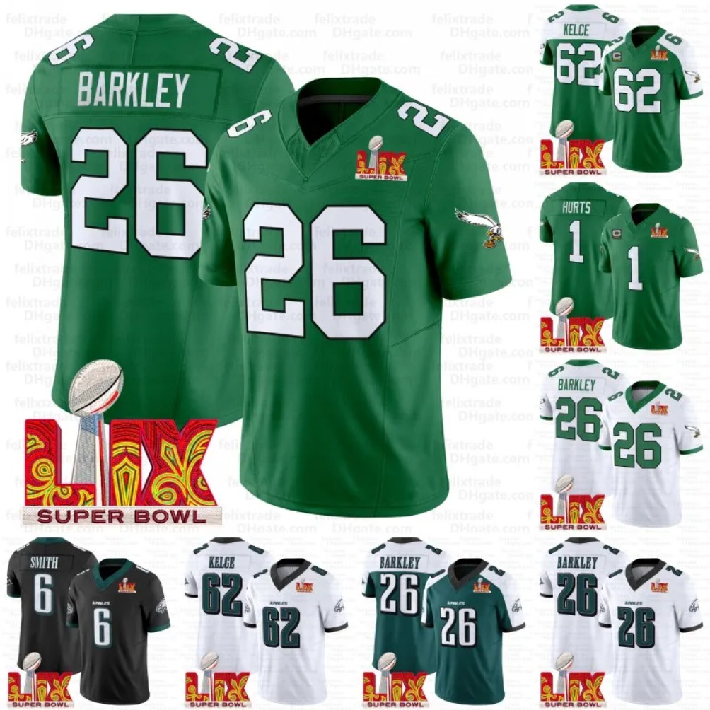 26 Saquon Barkley Jalen Hurts EaglesJerseys Super Bowl LIX custom Jerseys Kenny Pickett Jason Kelce Brown Miles Sanders DeVonta Smith Haason Reddick Swift