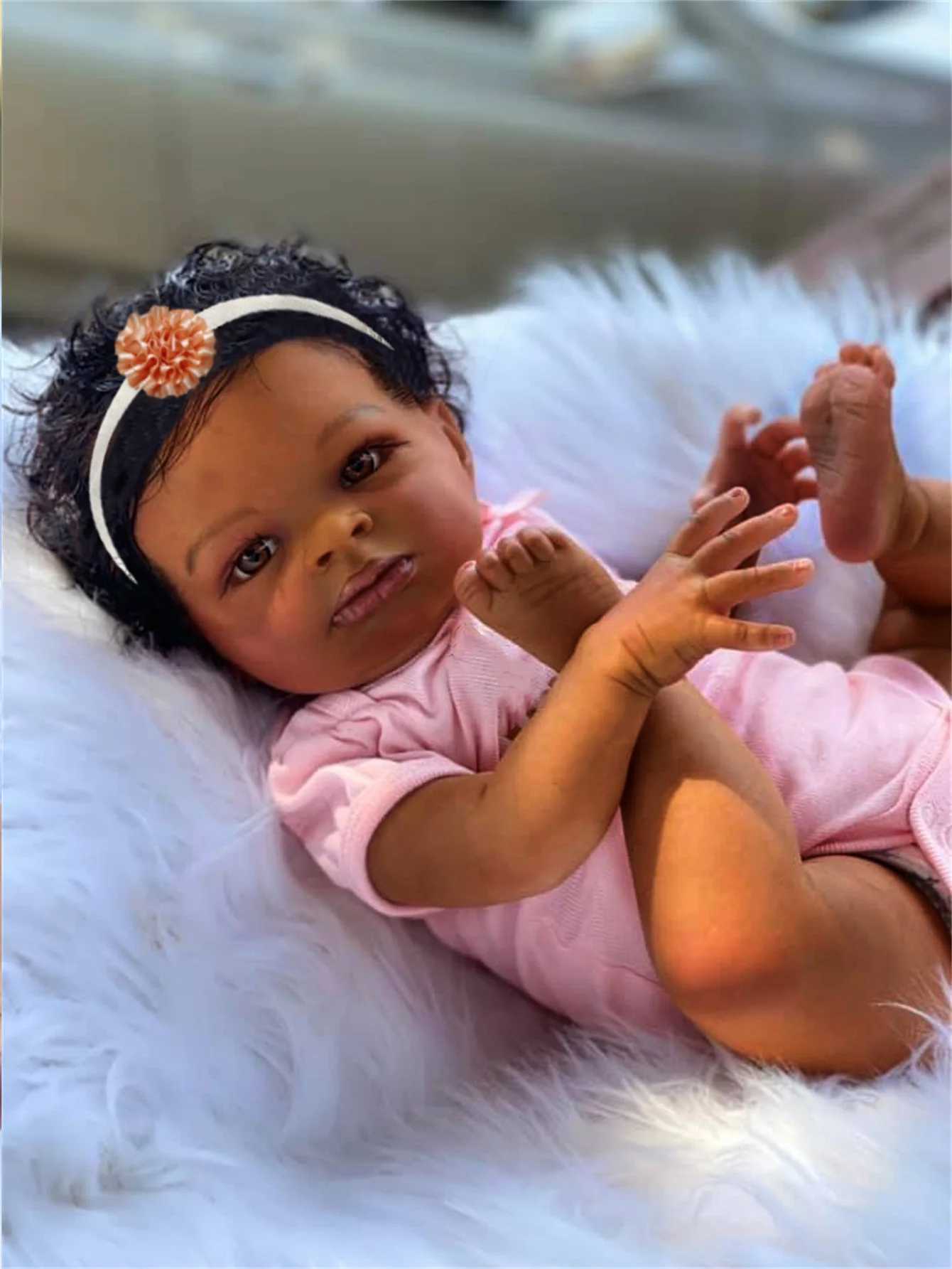 51cm Reborn Doll Baby Doll Vinyl Limbs with 3D Painted Skin Realistic Soft Cloth Body African American Doll Toy Christmas Gift X250210