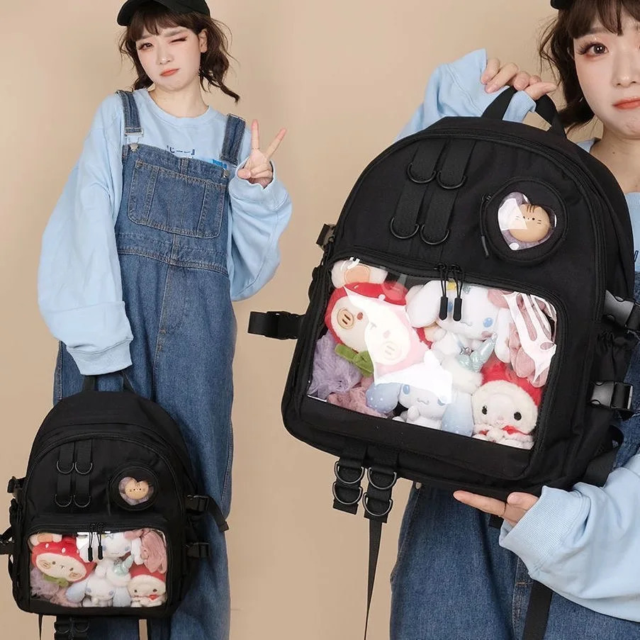 Collage Style School Bag For Teenage Girl Itabag Kawaii Backpack Transparent Love Heart JK Backpack Women 2024 Laptop Bag 250207