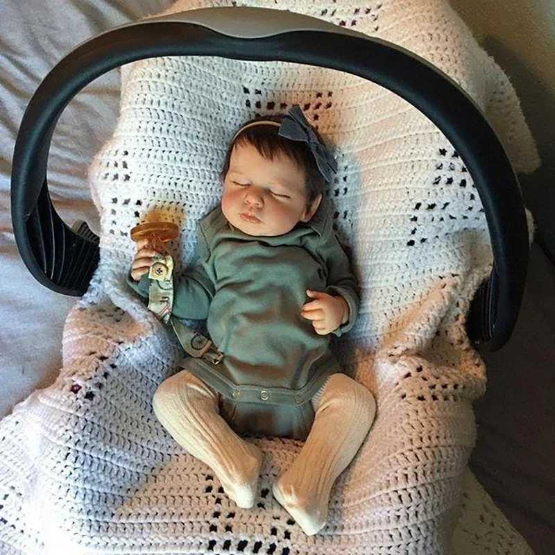 49CM Full Body Silicone Vinyl Newborn Baby Dolls Lifelike Reborn Loulou Sleeping Soft Touch with 3D Painted Skin Visible Veins X250210