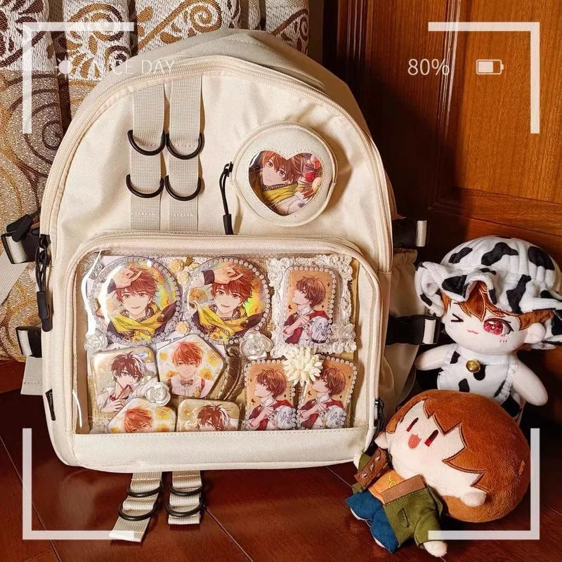 Collage Style School Bag For Teenage Girl Itabag Kawaii Backpack Transparent Love Heart JK Backpack Women 2024 Laptop Bag 250207