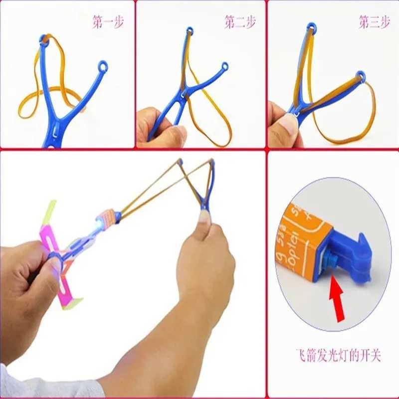 3/10Pcs Funny Luminous Slingshot Flying Arrow LED Light Up Flashing Dragonfly Glow for Kids Party Toys Gift To Brighten The Sky W250210