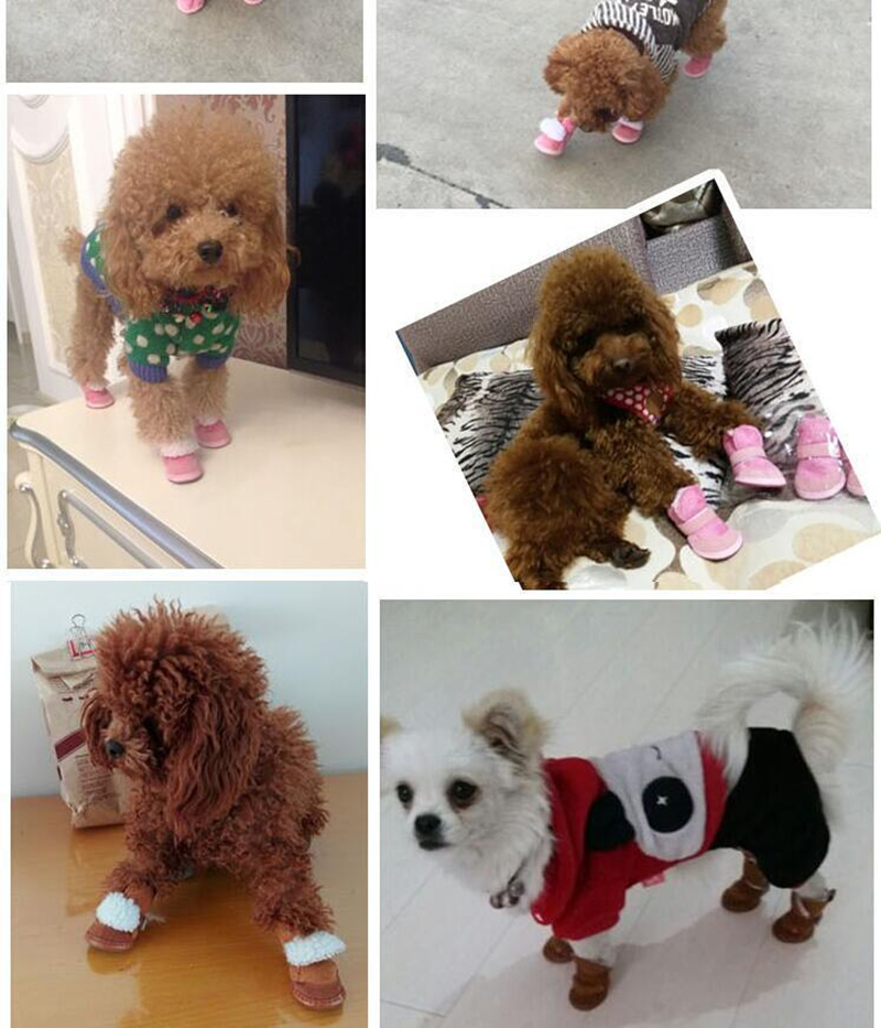 Dog Boots for Small Dogs, Anti-Slip Snow Boots, Paw Protectors, Chihuahua Booties for Winter, Tiny Cat Booties, Cat Shoes for Cold Weather 4 PCS-Set B