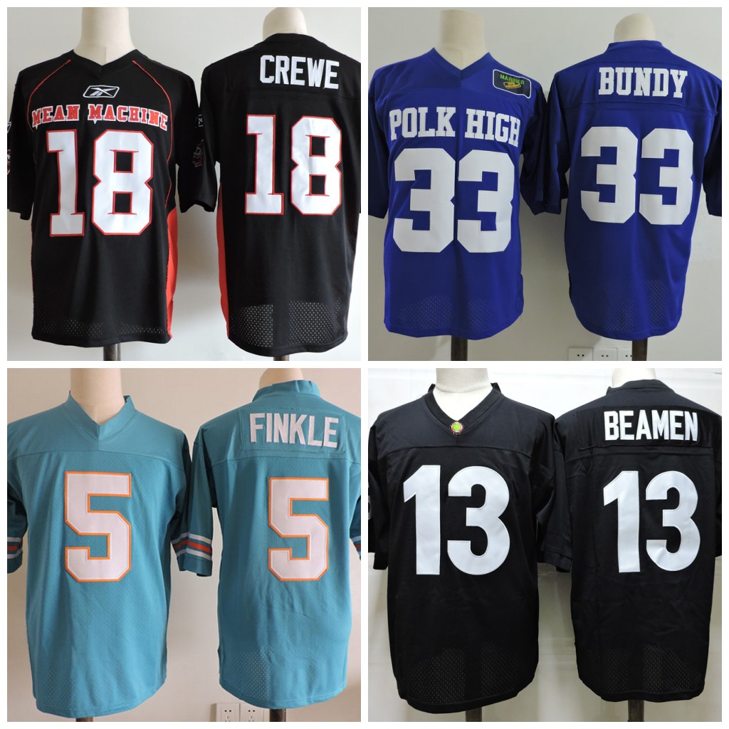 Mens Headgear #13 Willie Beamen Fillm Football Jersey Stitched #18 Paul Crewe #33 Al Bundy Polk High 5 Ray Finkle Ace Ventura Jerseys S-2XL