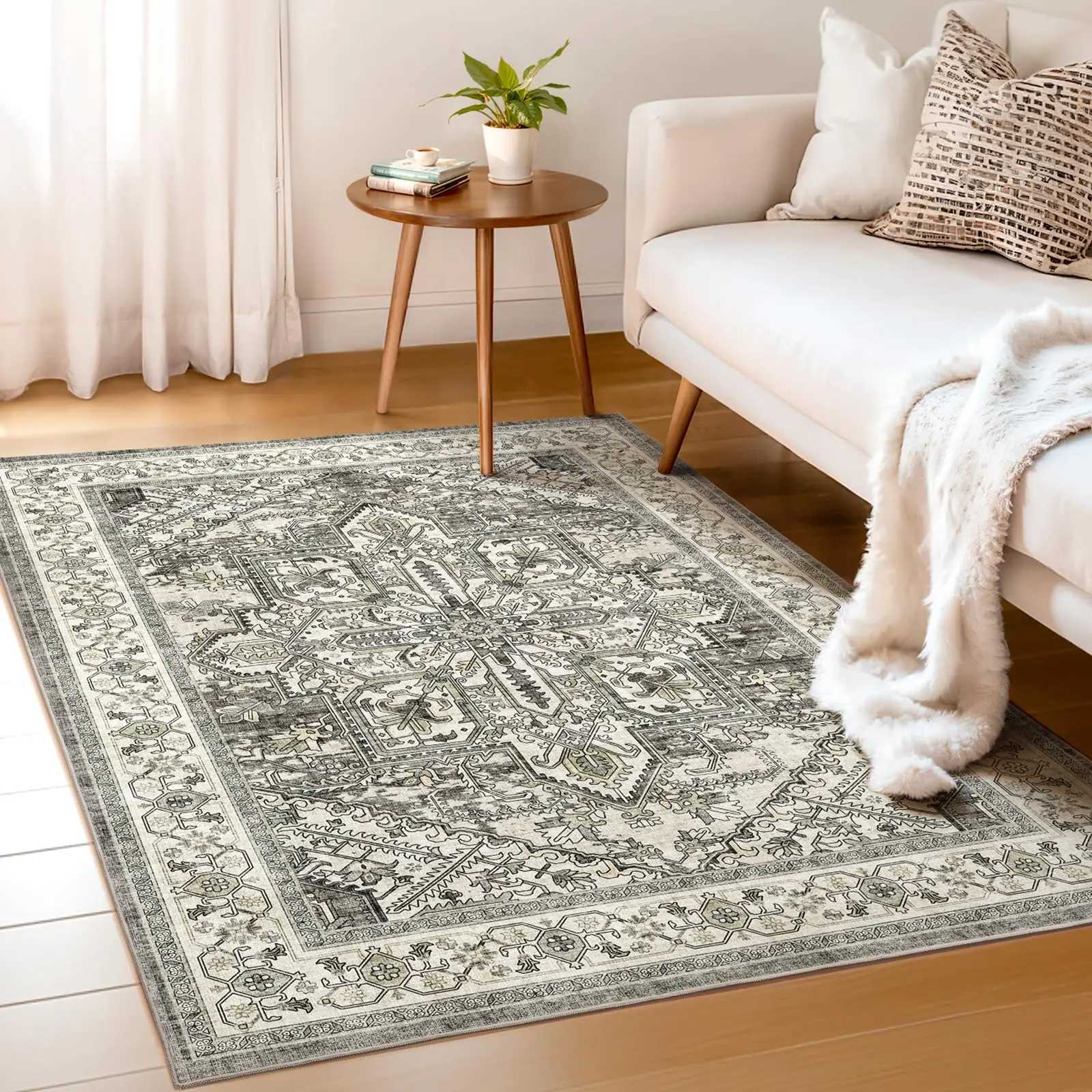 vikama Boho Area Rugs Machine Washable for Living Room BedroomNon-Slip Floor Carpet Indoor for Dining Room Bedroom Home Decor Y250210