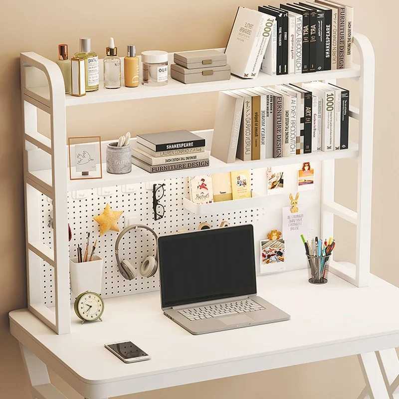 Storage Holders Racks Minimally modern office desk with multi layer wrought iron storage rack student home computer desktop perforated board bookshelf