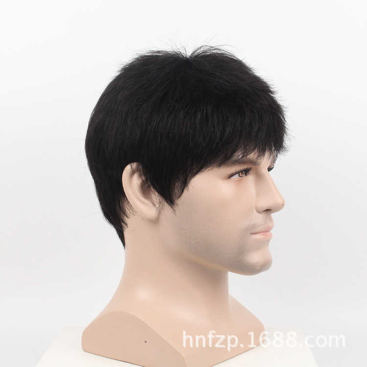All true Hair Wig Mens real hair wig inch short hair handsome round inch hair inch flat head natural ventilationW250210