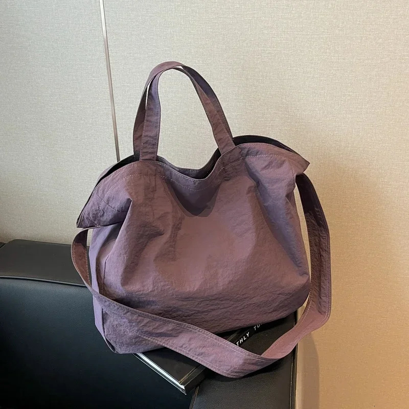 Solid Color Nylon Zipper Product Womens Tote Bag High Beauty Fashion Handbag Sweet Soft Versatile Shoulder Bag 250207