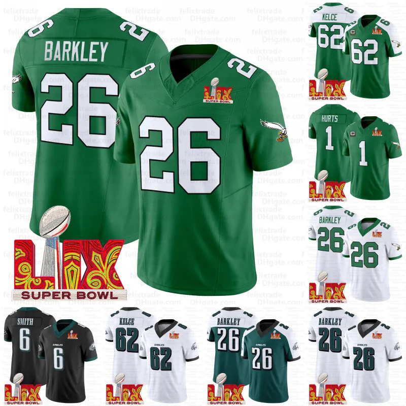 26 Saquon Barkley Jalen Hurts Eaglesjerseys 2025 Super Bowl LIX custom Jerseys Kenny Pickett Jason Kelce Brown Miles Sanders DeVonta Smith Haason Reddick Swift