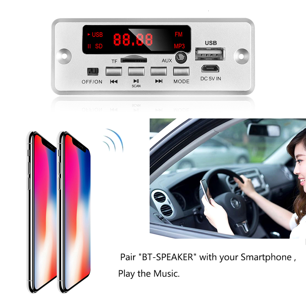 DC 12V 50W Amplifier Bluetooth 5.0 MP3 Player Decoder Board FM Radio TF USB 3.5mm AUX Module Bluetooth Receiver Car kit Audio