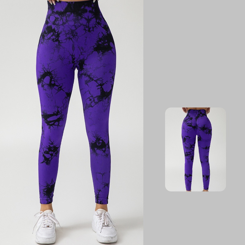 Ladies' European and American Fashion Tie Dyeing Advanced Yoga Set Bra Peach Hip Slimming Casual Pants High Quality Fitness Sportswear