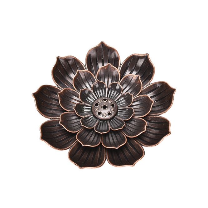 Alloy Incense Burner Stick Holder Buddhism Lotus Line Incense Plate Sandalwood Coil Base Temples Yoga Studios Home Decoration