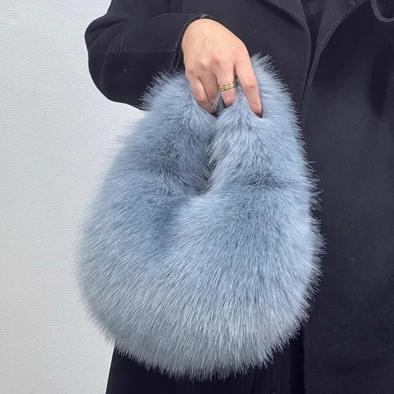 Faux Fur Ladies Shoulder Bag Soft Plush Womens Evening Tote Handbag Womens Clutch Fluffy Crossbody Bag 250207