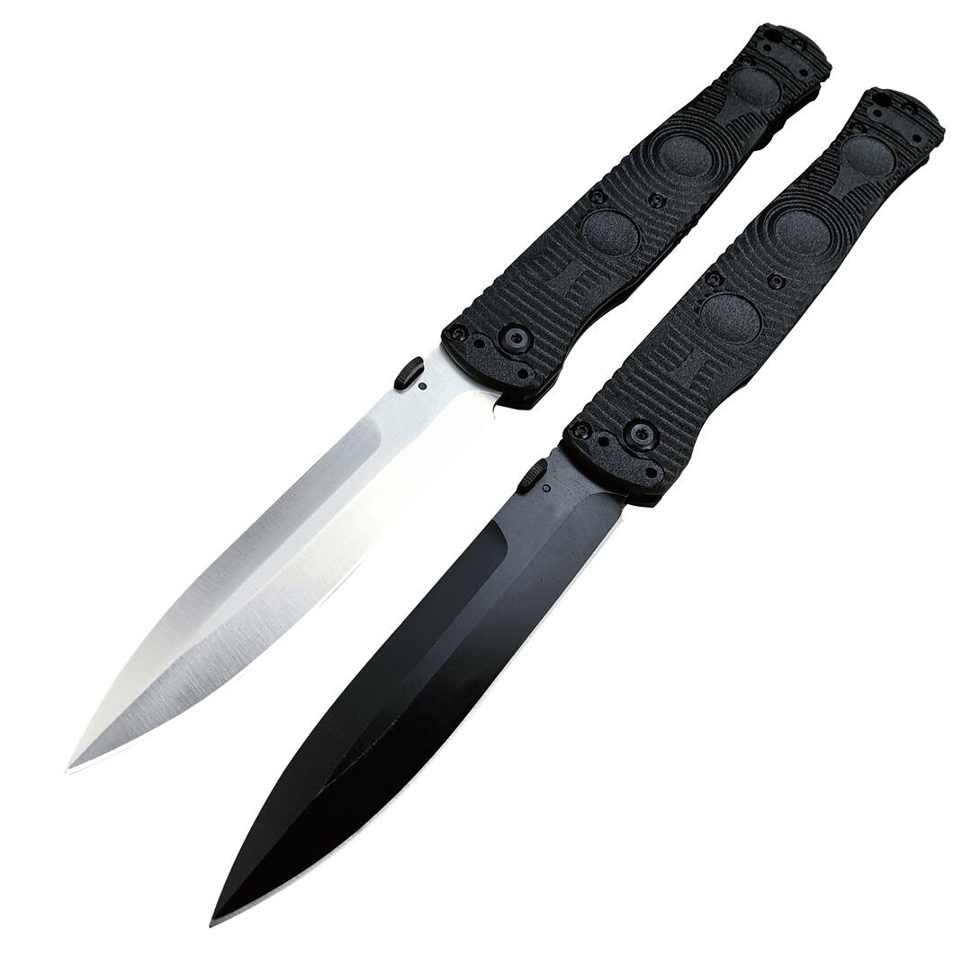 4Models 391 SOCP Folding Knife 4.56 D2 Black Cerakote Spear Point Plain Blade, CF-Elite Handles - 391BK