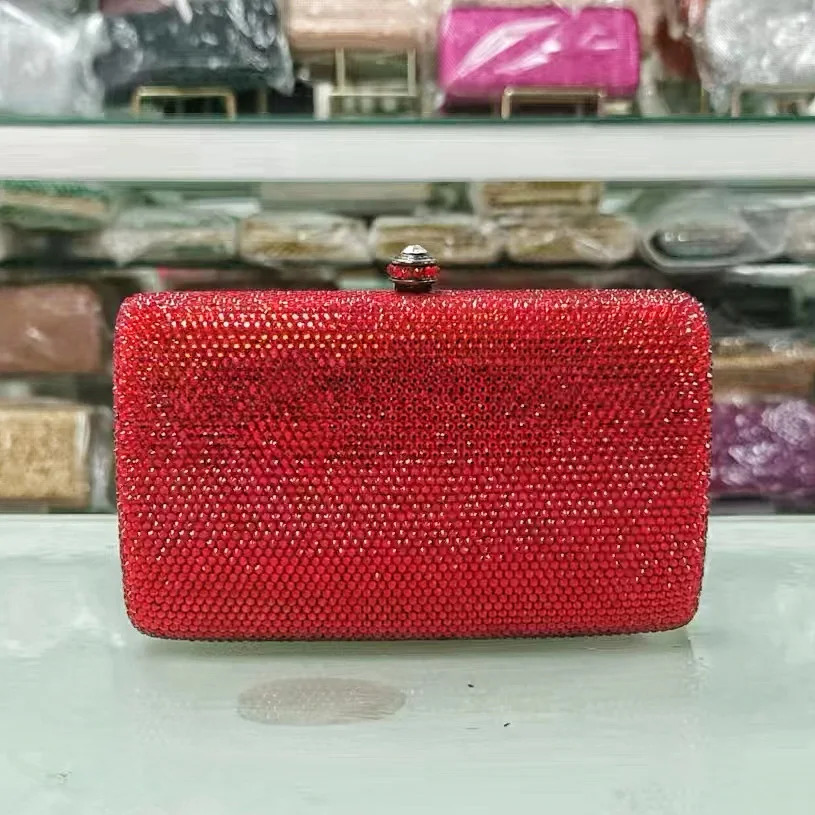 Women Red Crystals Evening Bag Women Boutique Diamond Clutch Purses And Handbags Bridal Purse Wedding Party Gems Day Clutches 250206