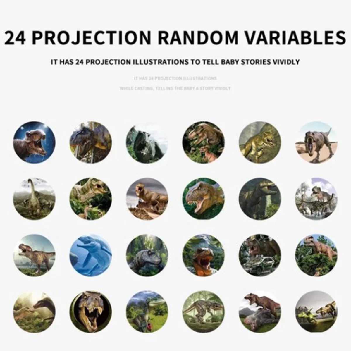 Childrens Dinosaur Project Watch Cartoon Dinosaur Pattern Watch Projector Wrist Education Toy Childrens Boys and Girls W250210