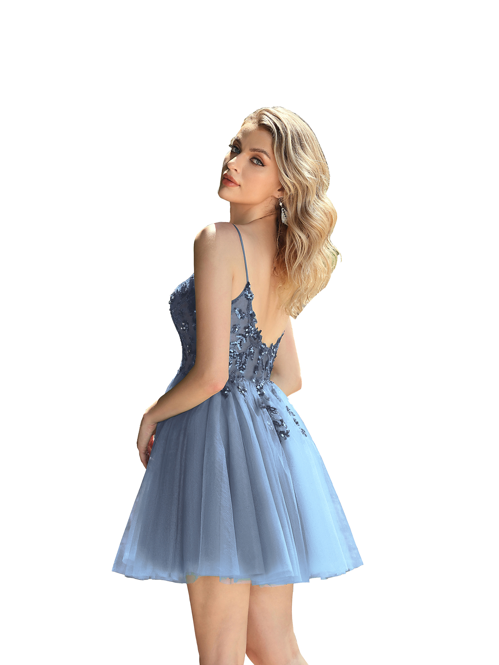 Lovely Green Short Homecoming Dresses A E Spaghetti Straps V Neck Appliqued Beaded Knee Length Tail Party Graduation Gowns Mini Club Wears Cps3081 021