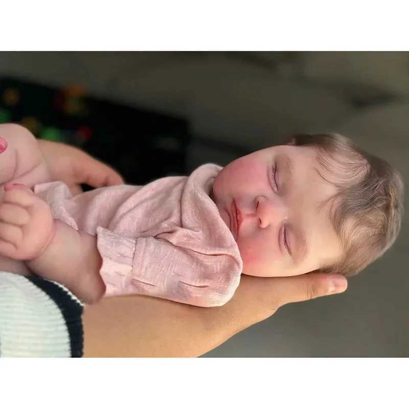 48 centimeter realistic silicone regenerated doll peach with plant hair cotton body childrens sleep doll X250210