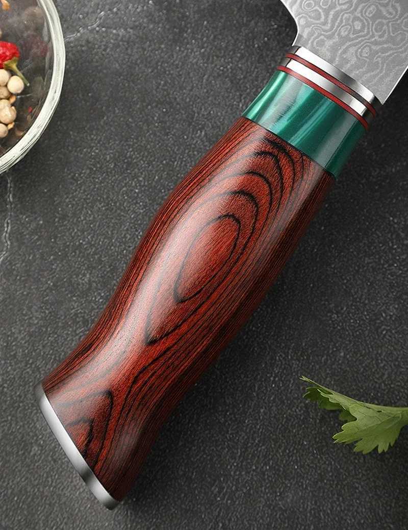 Damascus Steel Kitchen Knife Set VG10 Professional Chef Cleaver Knives Wide Blade Butcher Meat Vegetables Slicing KnifeXJ250210