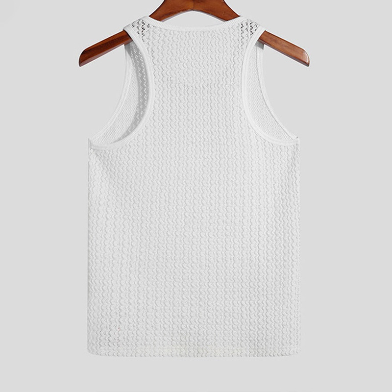 Men's Sleeveless Knit Vest - Casual Summer Hollow Design T-Shirt