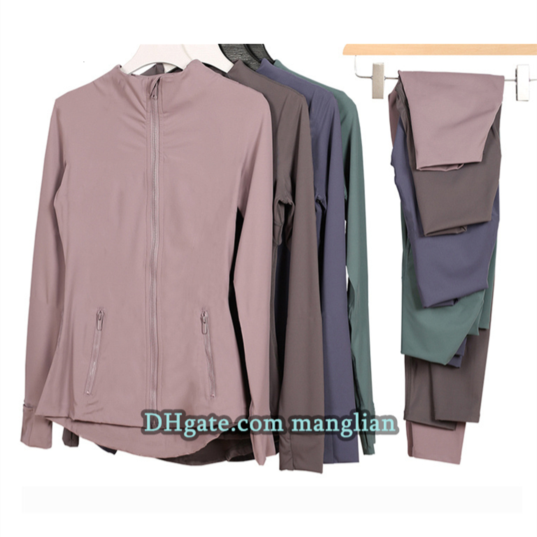 Designer Women Yoga Tentiga Set Vêtements de gymnase pour femmes conception de ligne confortable Entraînement respirant 2 pièces Set Zip Up Jacke