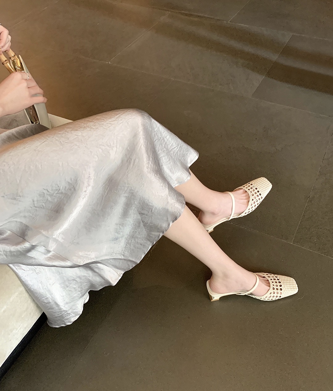Women's Summer 2024 New Vintage Flat Mary-jane Shoes Fisherman Weave Roman Sandals Women 2443
